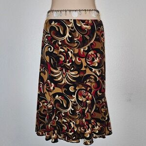 Briggs New York Paisley Floral Flounce‎ Hem Midi Skirt